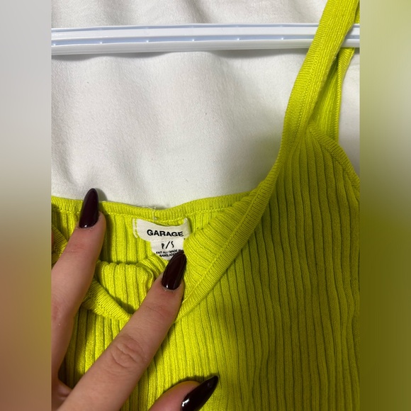 Bright Yellow/Green Knit Tank Top Garage - Picture 4 of 4